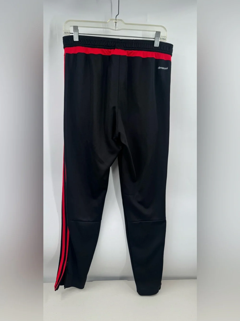 Adidas Track Pants Mens Medium Black Red 3-Stripes Climacool Athletic Soccer